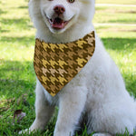 Brown And Tan Houndstooth Pattern Print Over The Collar Dog Bandana