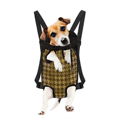 Brown And Tan Houndstooth Pattern Print Pet Carrier Backpack