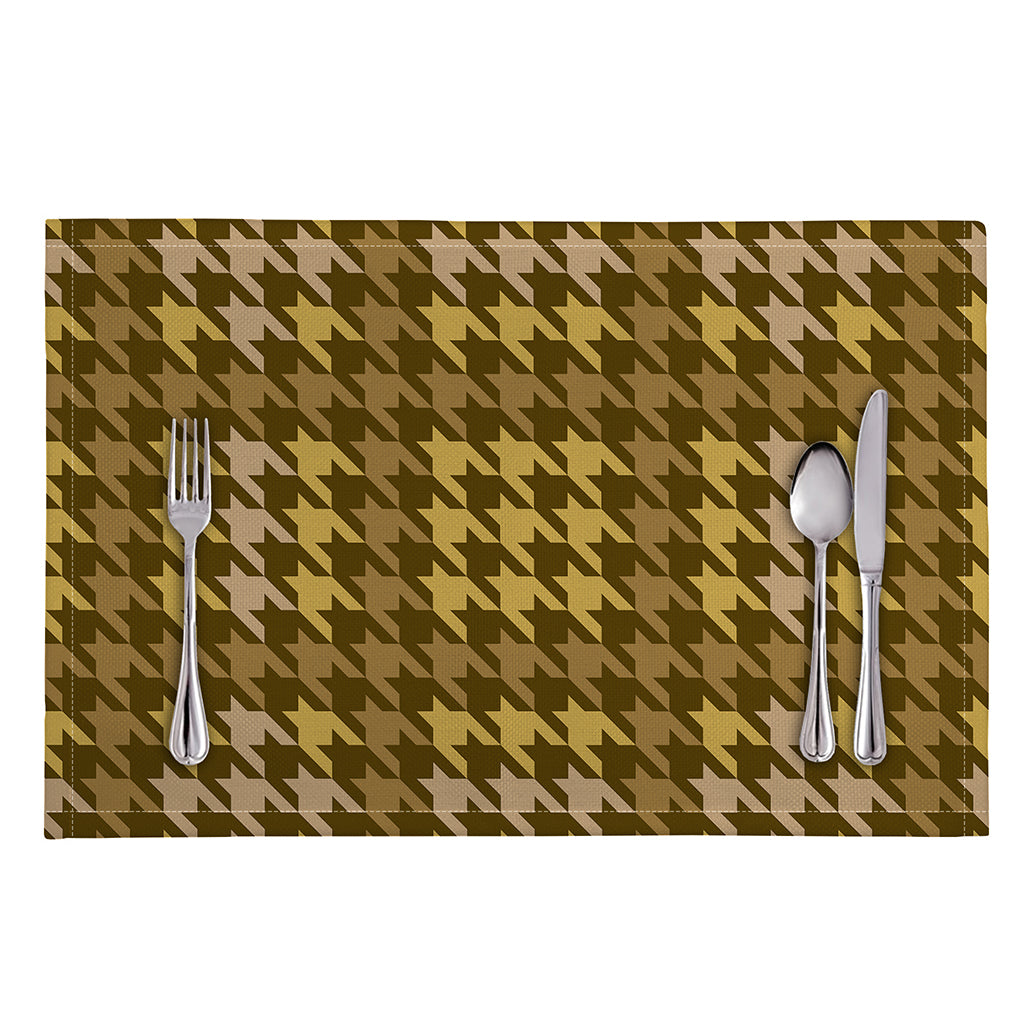 Brown And Tan Houndstooth Pattern Print Placemat
