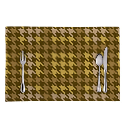 Brown And Tan Houndstooth Pattern Print Placemat