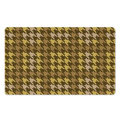 Brown And Tan Houndstooth Pattern Print Polyester Doormat