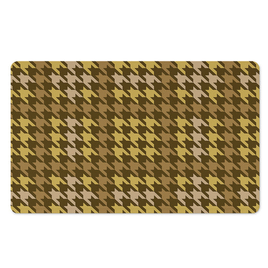 Brown And Tan Houndstooth Pattern Print Polyester Doormat