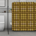 Brown And Tan Houndstooth Pattern Print Polyester Shower Curtain