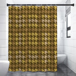 Brown And Tan Houndstooth Pattern Print Premium Shower Curtain