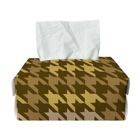 Brown And Tan Houndstooth Pattern Print Rectangle Tissue Box Cover