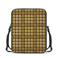 Brown And Tan Houndstooth Pattern Print Rectangular Crossbody Bag