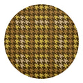 Brown And Tan Houndstooth Pattern Print Round Blanket