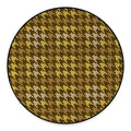 Brown And Tan Houndstooth Pattern Print Round Floor Mat