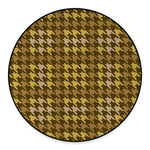 Brown And Tan Houndstooth Pattern Print Round Floor Mat