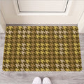 Brown And Tan Houndstooth Pattern Print Rubber Doormat