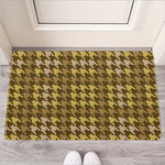 Brown And Tan Houndstooth Pattern Print Rubber Doormat