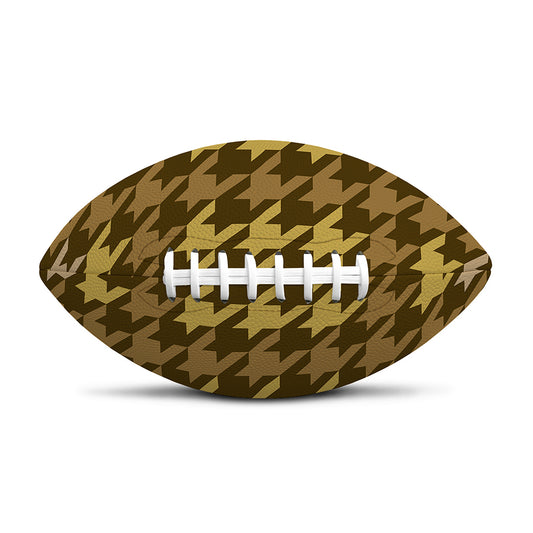 Brown And Tan Houndstooth Pattern Print Rugby Ball