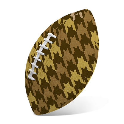 Brown And Tan Houndstooth Pattern Print Rugby Ball