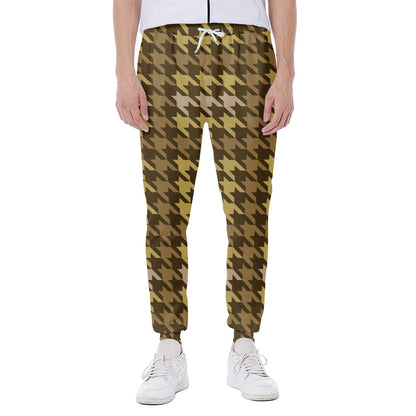 Brown And Tan Houndstooth Pattern Print Scuba Joggers