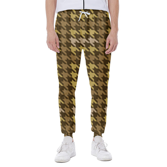 Brown And Tan Houndstooth Pattern Print Scuba Joggers