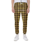 Brown And Tan Houndstooth Pattern Print Scuba Joggers