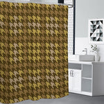 Brown And Tan Houndstooth Pattern Print Shower Curtain