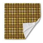 Brown And Tan Houndstooth Pattern Print Silk Bandana