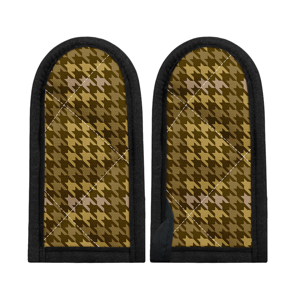 Brown And Tan Houndstooth Pattern Print Skillet Handle Cover