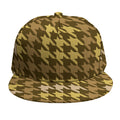 Brown And Tan Houndstooth Pattern Print Snapback Cap