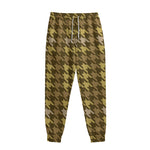 Brown And Tan Houndstooth Pattern Print Sweatpants