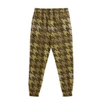Brown And Tan Houndstooth Pattern Print Sweatpants
