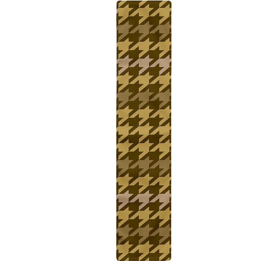 Brown And Tan Houndstooth Pattern Print Table Runner