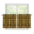 Brown And Tan Houndstooth Pattern Print Tier Curtains
