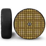 Brown And Tan Houndstooth Pattern Print Tire Cover With Camera Hole