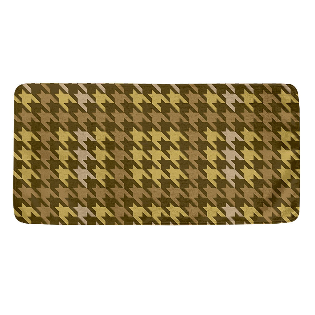 Brown And Tan Houndstooth Pattern Print Towel