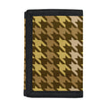 Brown And Tan Houndstooth Pattern Print Trifold Wallet