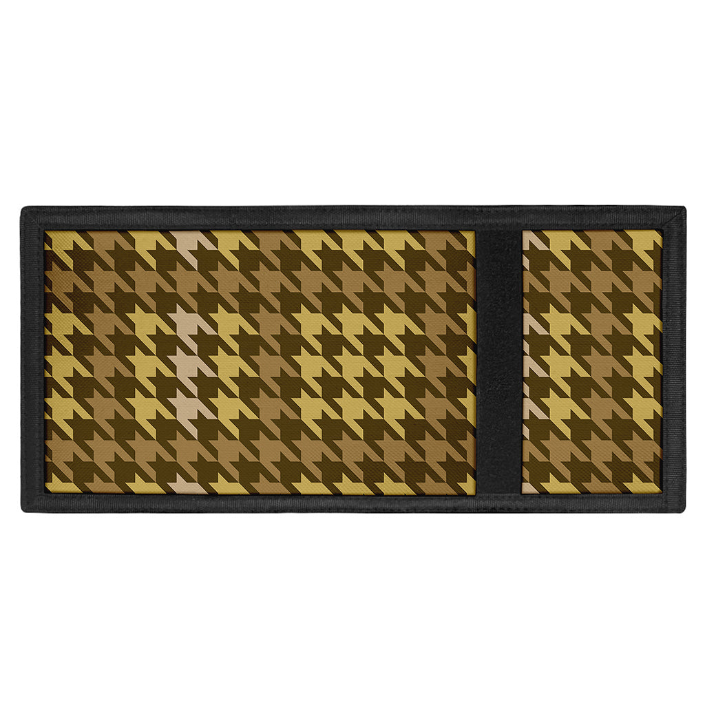 Brown And Tan Houndstooth Pattern Print Trifold Wallet