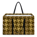 Brown And Tan Houndstooth Pattern Print Utility Tote Bag