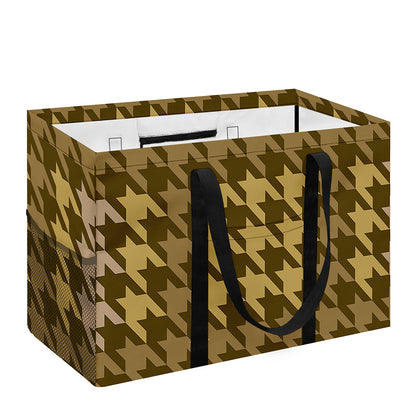 Brown And Tan Houndstooth Pattern Print Utility Tote Bag