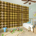 Brown And Tan Houndstooth Pattern Print Wall Sticker