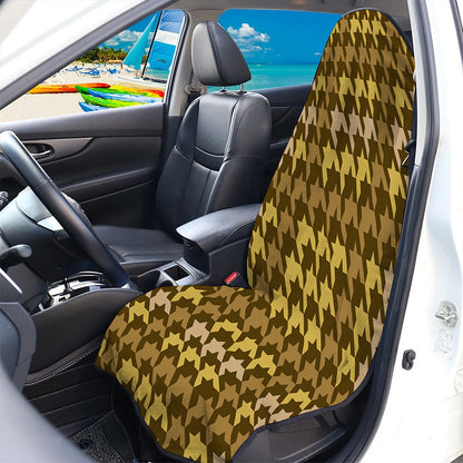 Brown And Tan Houndstooth Pattern Print Waterproof Car Seat Cover