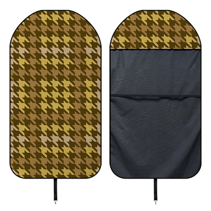 Brown And Tan Houndstooth Pattern Print Waterproof Car Seat Cover