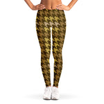 Brown And Tan Houndstooth Pattern Print Women's Leggings