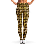 Brown And Tan Houndstooth Pattern Print Women's Leggings