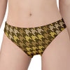 Brown And Tan Houndstooth Pattern Print Women's Panties