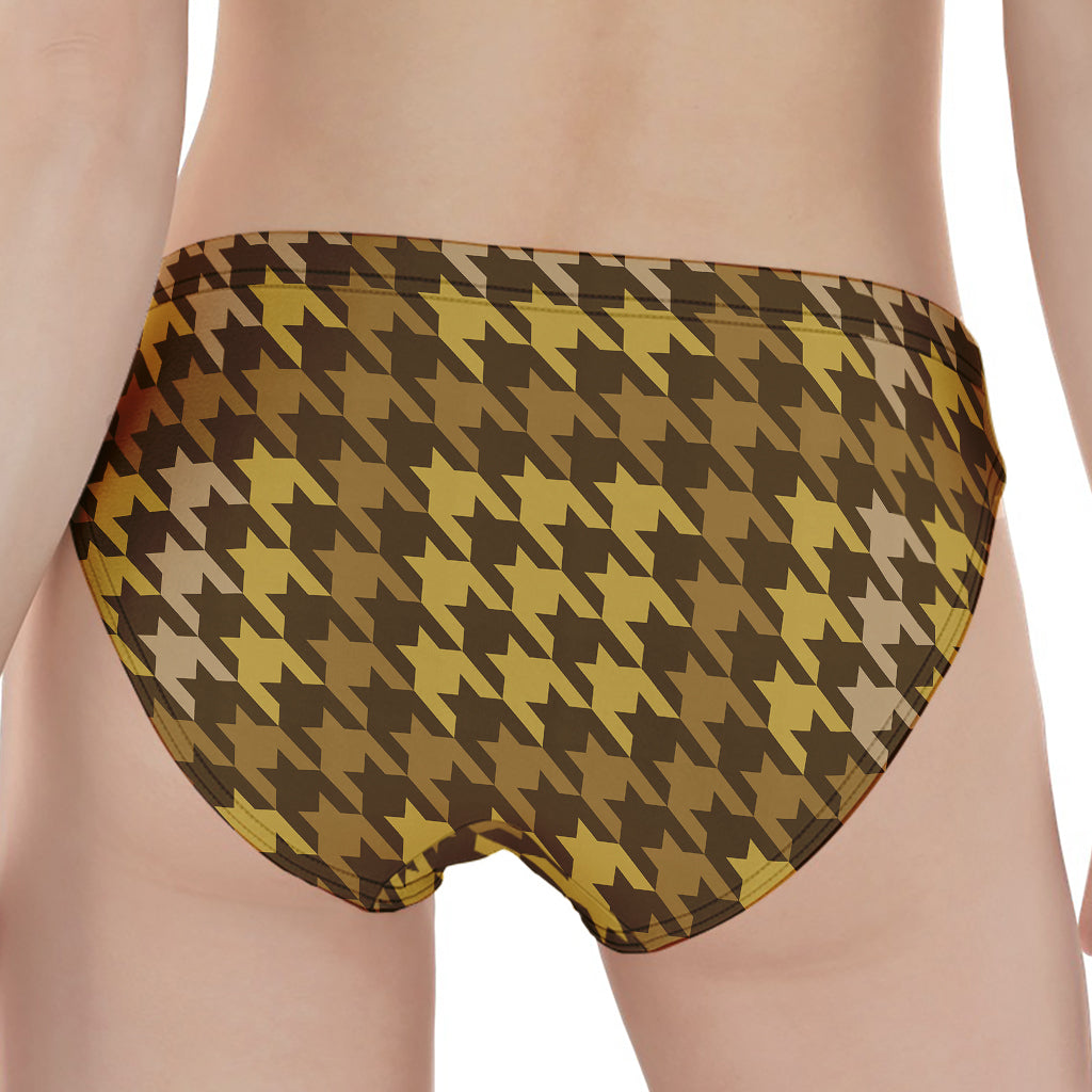 Brown And Tan Houndstooth Pattern Print Women's Panties