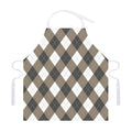 Brown And White Argyle Pattern Print Adjustable Apron