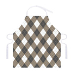 Brown And White Argyle Pattern Print Adjustable Apron
