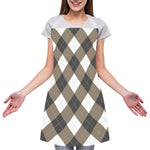 Brown And White Argyle Pattern Print Adjustable Apron