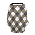 Brown And White Argyle Pattern Print Baby Seat Cover
