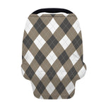 Brown And White Argyle Pattern Print Baby Seat Cover