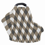 Brown And White Argyle Pattern Print Baby Seat Cover