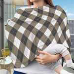Brown And White Argyle Pattern Print Baby Seat Cover