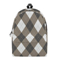 Brown And White Argyle Pattern Print School Backpack