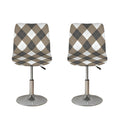 Brown And White Argyle Pattern Print Bar Stool Covers